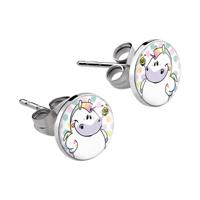 Oorknopjes met Chubby Unicorn Design Chirurgisch staal 316L Oorbellen