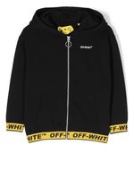 Off-White Kids hoodie zippé à bandes logo - Noir