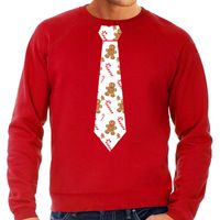 Stropdas Kersttrui/kerst sweater gingerbread zuurstok rood voor heren