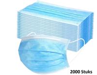 Mondmaskers 3-laags blauw met elastische oorbandjes 2000 stuks
