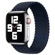 Braided Solo Loop nylon bandje - Maat: M - Donkerblauw - Geschikt voor Apple Watch 38mm / 40mm / 41mm