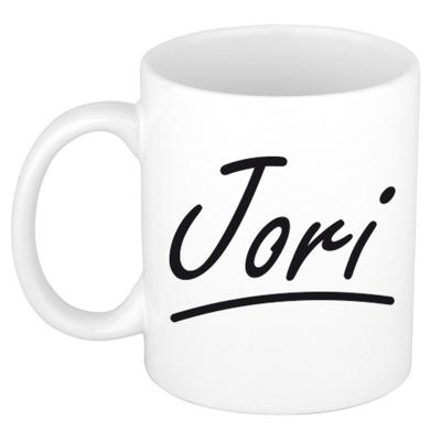 Jori Naam koffiemok - beker - met sierlijke letters - wit - 300 ml - Cadeau - Heren Jori Naam koffiemok - beker - met sierlijke letters - wit - 300 ml - Cadeau - Heren
