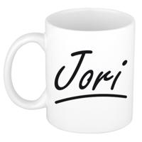 Jori Naam koffiemok - beker - met sierlijke letters - wit - 300 ml - Cadeau - Heren
