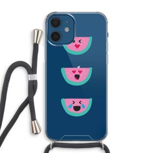 Smiley watermeloen: iPhone 12 Transparant Hoesje met koord