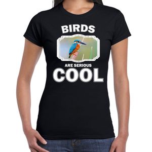 Dieren ijsvogel t-shirt zwart dames - birds are cool shirt