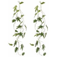 Mica Decoration kunstplant slinger Philodendron Xanadu - 2x - groen - 115 cm - Kamerplant snoer - Kunstplanten - thumbnail