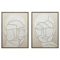 Schilderij Home ESPRIT Wit Beige Scandinavisch (2 Stuks)