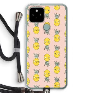 Ananas: Pixel 5 Transparant Hoesje met koord