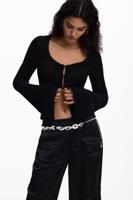 T-shirt met knopen en strik - BLACK - L