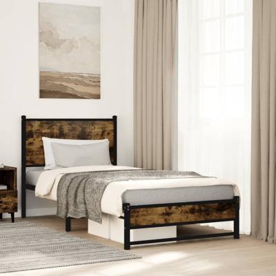 Bedframe zonder matras metaal gerookt eikenkleurig 80x200 cm
