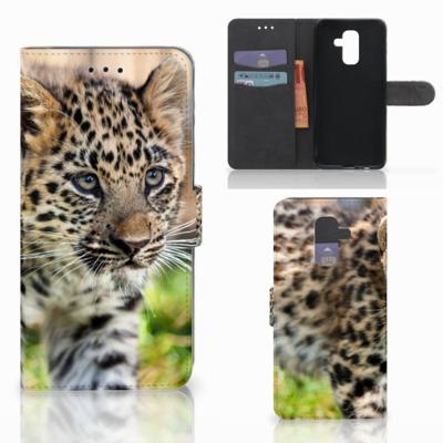 Samsung Galaxy A6 Plus 2018 | Telefoonhoesje | Met pasjeshouder | Baby Luipaard