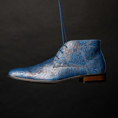 Blue Paisley Panther High Lureaux - Handgemaakte Nette Schoenen Voor Heren