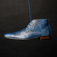Blue Paisley Panther High Lureaux - Handgemaakte Nette Schoenen Voor Heren