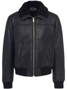 Prada veste bomber zippée en peau lainée - Noir