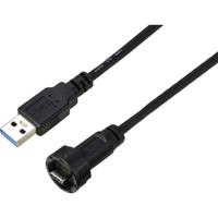 TRU COMPONENTS TC-E10T-MT3-MWA/MU3-NWA-0.5PV-S TC-13543592 USB-C 3.0-stekker naar USB-stekker IP67 (schroefdraad) kabel 0,5 m Waterdichte kunststof kabel 1