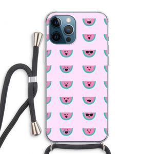 Smiley watermeloenprint: iPhone 12 Pro Max Transparant Hoesje met koord