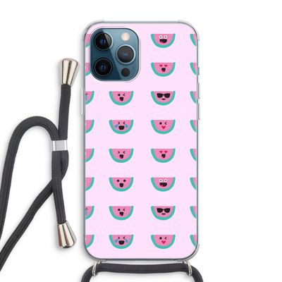 Smiley watermeloenprint: iPhone 12 Pro Max Transparant Hoesje met koord