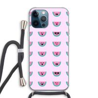Smiley watermeloenprint: iPhone 12 Pro Max Transparant Hoesje met koord