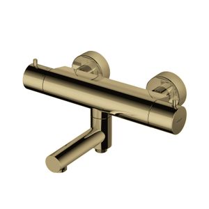 Badthermostaat Hotbath Cobber Opbouw Wegdraaibare Omstel 2-knop Gepolijst Messing PVD
