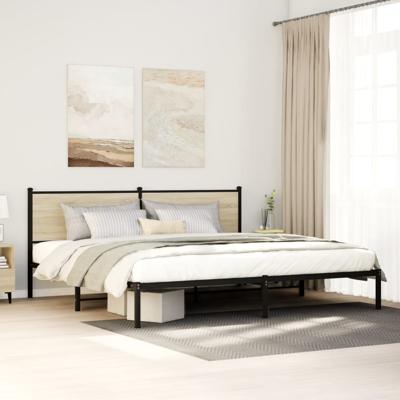 Bedframe zonder matras metaal sonoma eikenkleur 200x200 cm