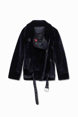 Fluweelachtige jack met badges - BLUE - 38