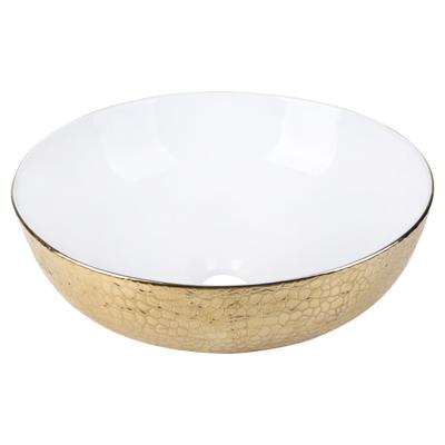 Differnz Snake wastafel keramiek | goud/wit | Ø 40 x 13.5 cm