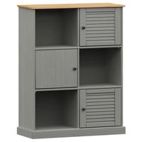 The Living Store VIGO Boekenkast - 90 x 35 x 114.5 cm - Massief grenenhout - Grijs