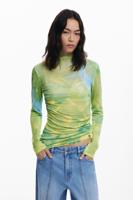 Fijngestreepte aquareltrui - GREEN - XL