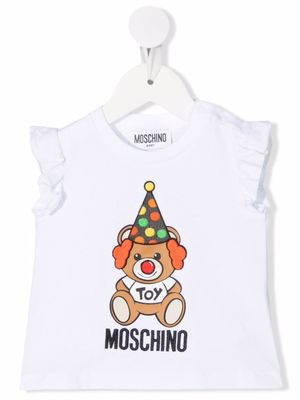 Moschino Kids haut volanté à motif Teddy - Blanc