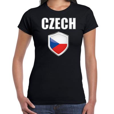 Tsjechie landen supporters t-shirt - zwart - dames - fan kleding - korte mouwen