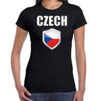 Tsjechie landen supporters t-shirt - zwart - dames - fan kleding - korte mouwen