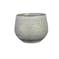 Ter Steege Plantenpot - keramiek - metallic zilvergrijs - D16-H13 cm   - - thumbnail