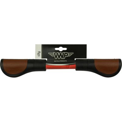 VWP fiets handvatten - leer, 11,5 cm, zwart/bruin