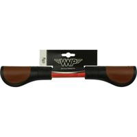 VWP fiets handvatten - leer, 11,5 cm, zwart/bruin