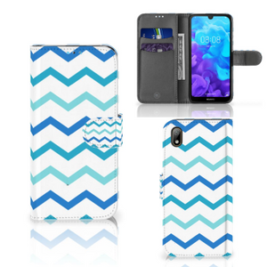 Huawei Y5 (2019) Telefoon Hoesje Zigzag Blauw