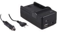 4-in-1 acculader voor Canon LP-E6 / LP-E6N / LP-E6NH accu - compact en licht - laden via stopcontact, auto, USB en Powerbank - thumbnail