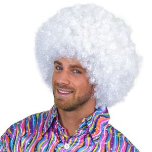 Witte Afro pruik