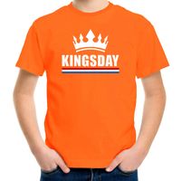 Kingsday met een kroon shirt oranje kinderen XL (158-164)  -