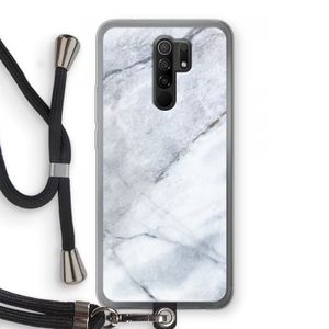 Witte marmer: Xiaomi Redmi 9 Transparant Hoesje met koord