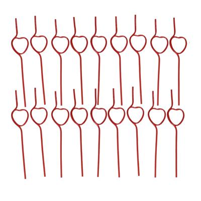 Gekleurde rietjes met hartjes vorm - 18x stuks - 26 cm - drinkrietjes - kunststof - Liefde - Cocktai