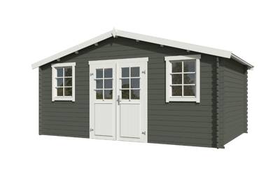 Blokhut Udo 480x300 Green Grey-Wit - Outdoor life