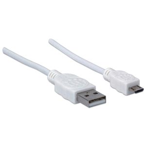 Manhattan USB-kabel USB 2.0 USB-A stekker, USB-micro-B stekker 1.00 m Wit UL gecertificeerd 323987
