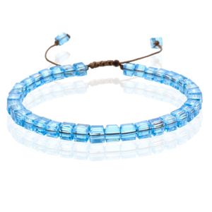 Memphis Bohemia Kralen Armband - 4mm Kristal Glas Blauw