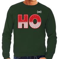 Foute Kersttrui - sweater - HO HO HO - groen - voor heren - kerstkleding