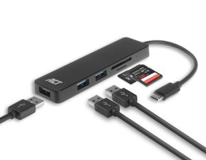 ACT Connectivity USB-C Hub 3 port met cardreader usb-hub