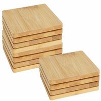 Onderzetters voor glazen - 12x - beige - vierkant - hout - 10 x 10 cm