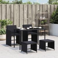 5-delige Tuinset met kussens poly rattan zwart 5-delige Tuinset met kussens poly rattan zwart