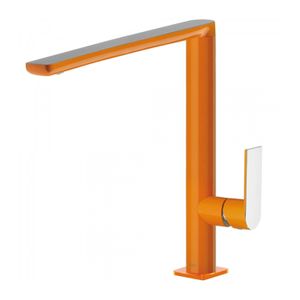 Wastafelmengkraan Tres Loft Colors 1-hendel Uitloop Recht 28.7 cm Rond Oranje Chroom