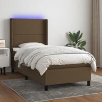 Boxspring met matras en LED stof donkerbruin 80x200 cm