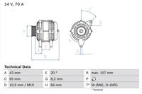 Dynamo / Alternator BOSCH, Spanning (Volt)14V, u.a. für Citroën, Peugeot, Fiat, Suzuki